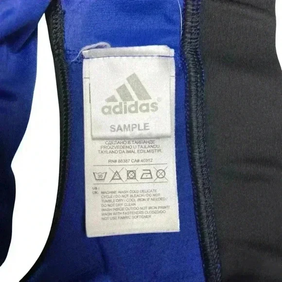 adidas Racerback Blue Sports Bra ClimaLite Metallic Logo Women's Small - Picture 4 of 5